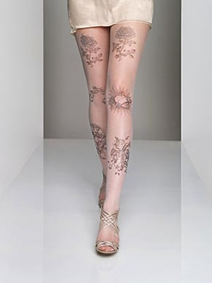 Jonathan Aston Tattoo print tulle tights from Sock Shop